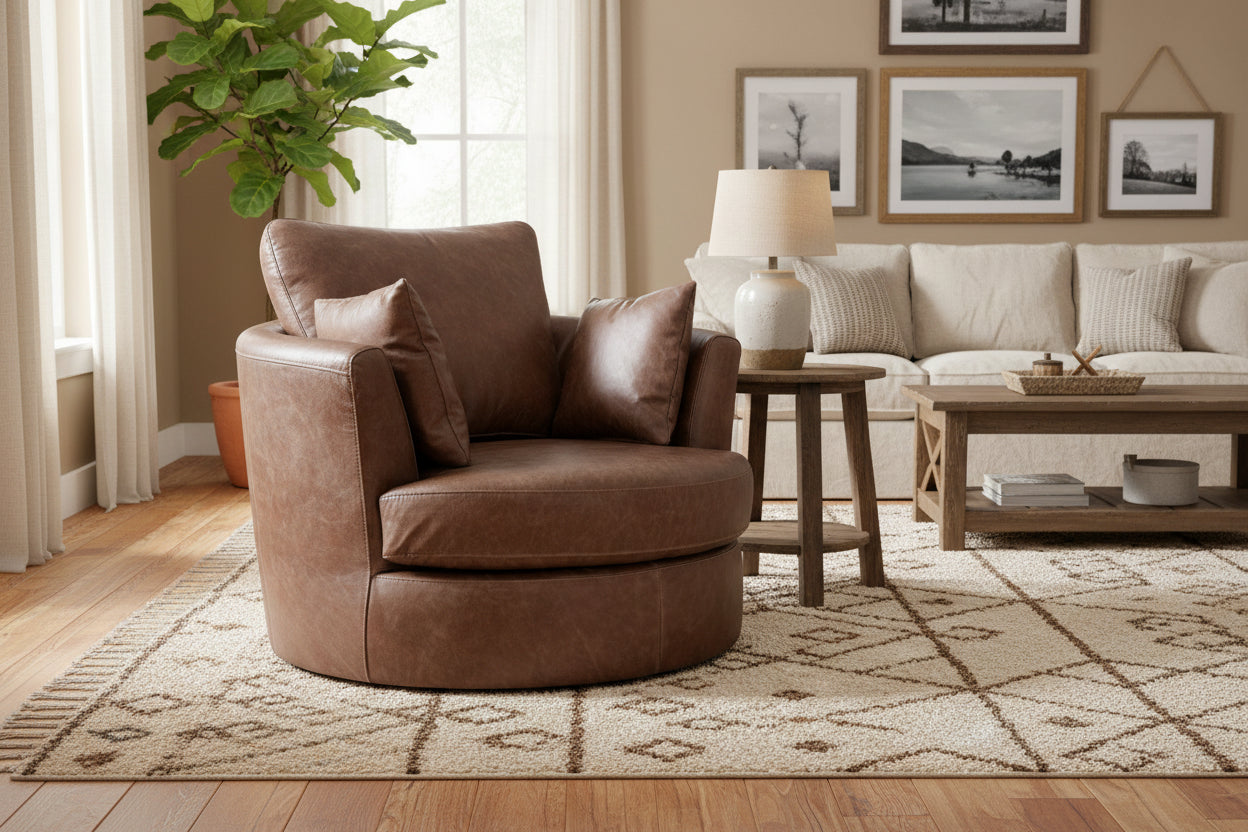Luke Leather Swivel Chair