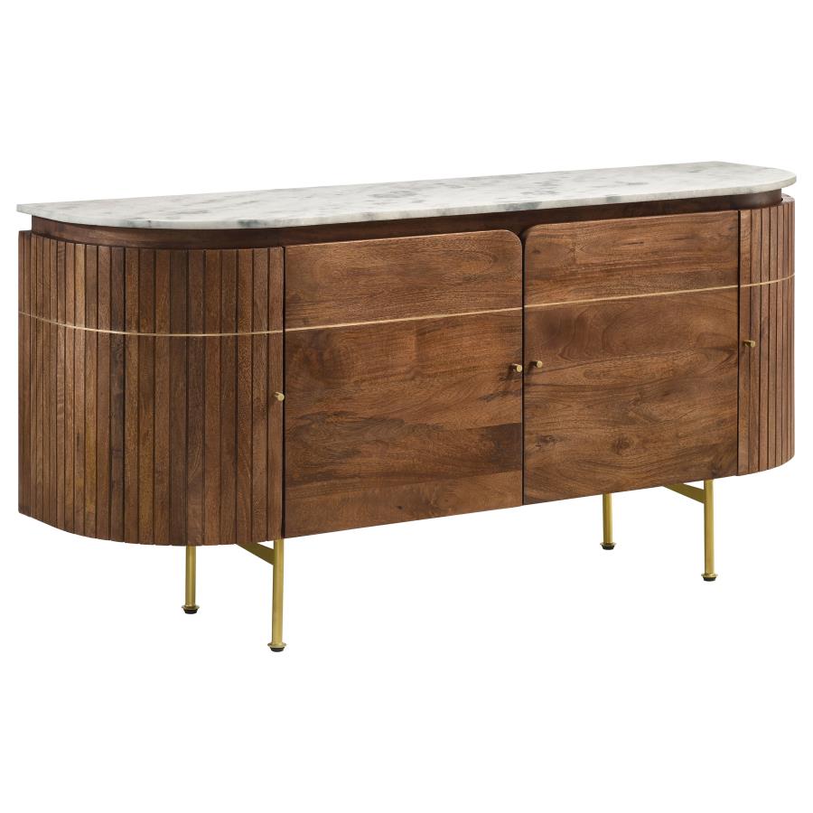 rtega 4-door Marble Top Dining Sideboard Server White and Natural