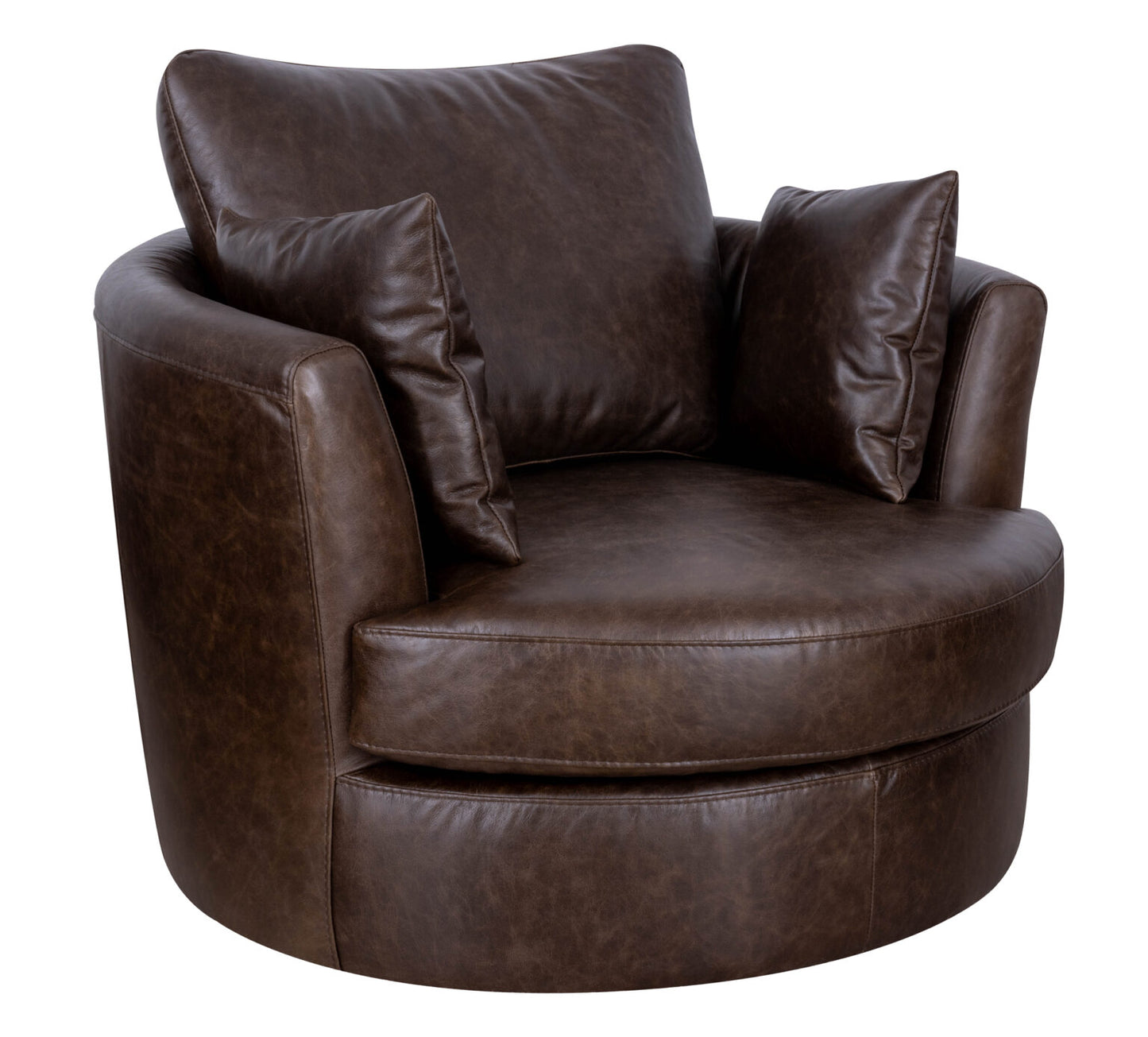 Luke Leather Swivel Chair Bomber Walnut