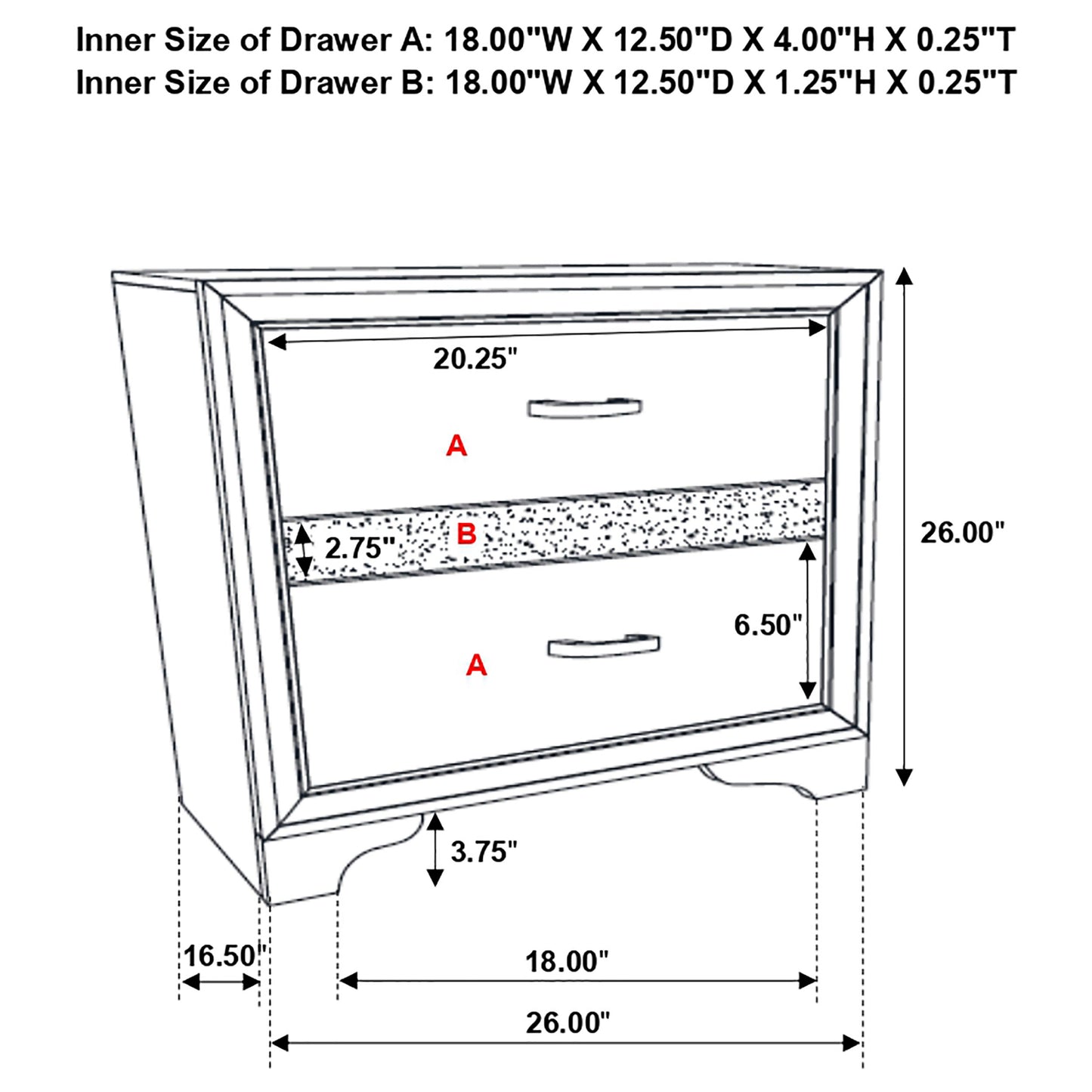 Miranda 2-drawer Nightstand