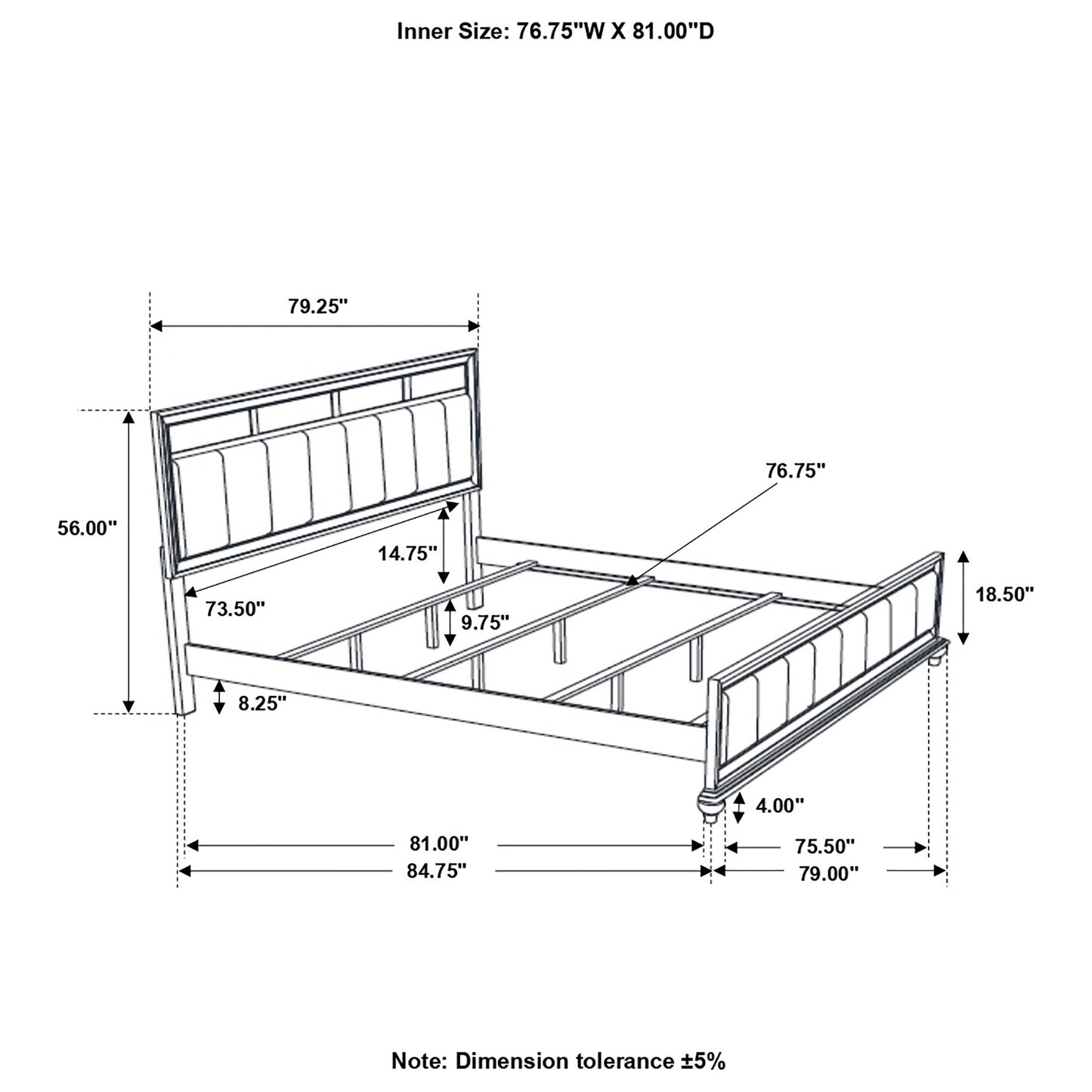 Barzini Eastern King Panel Bed
