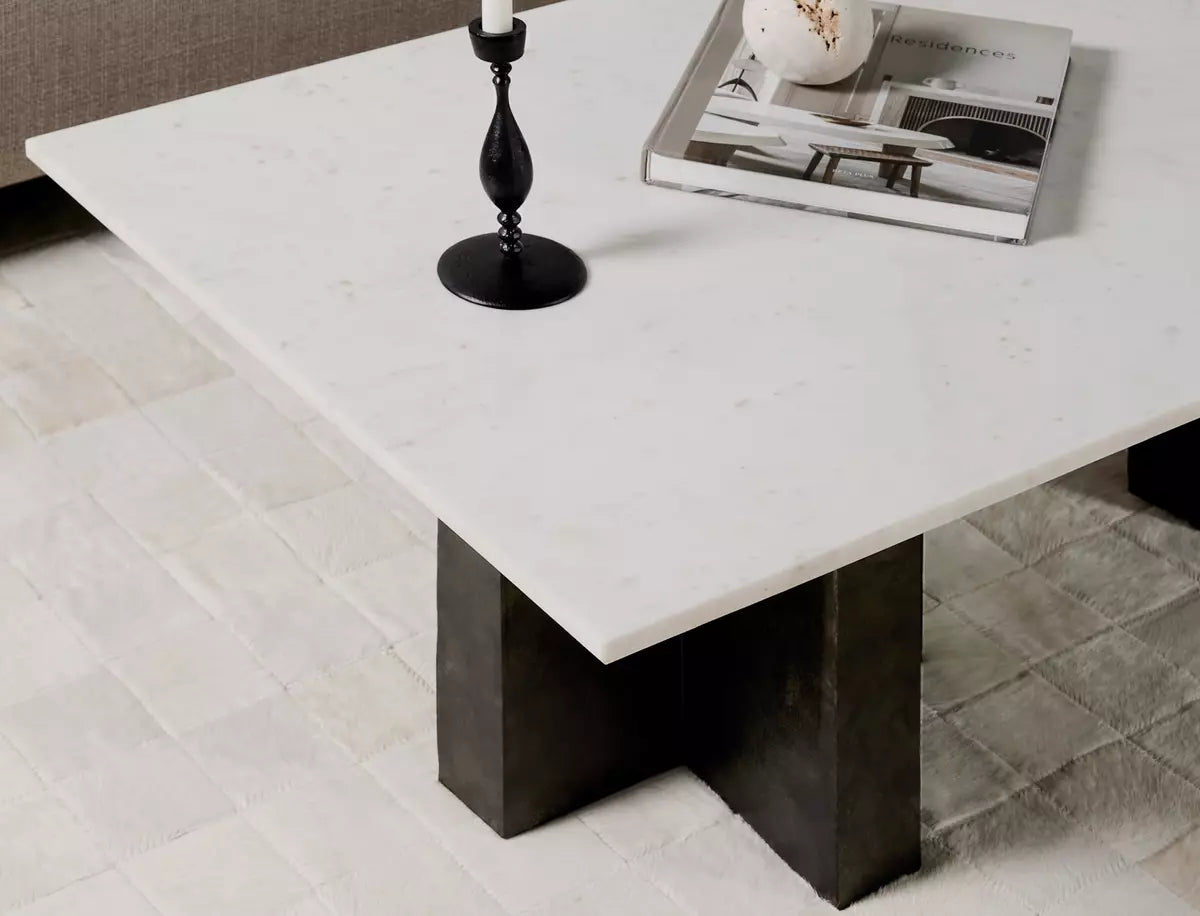 Terrell Coffee Table - Polished White Marble