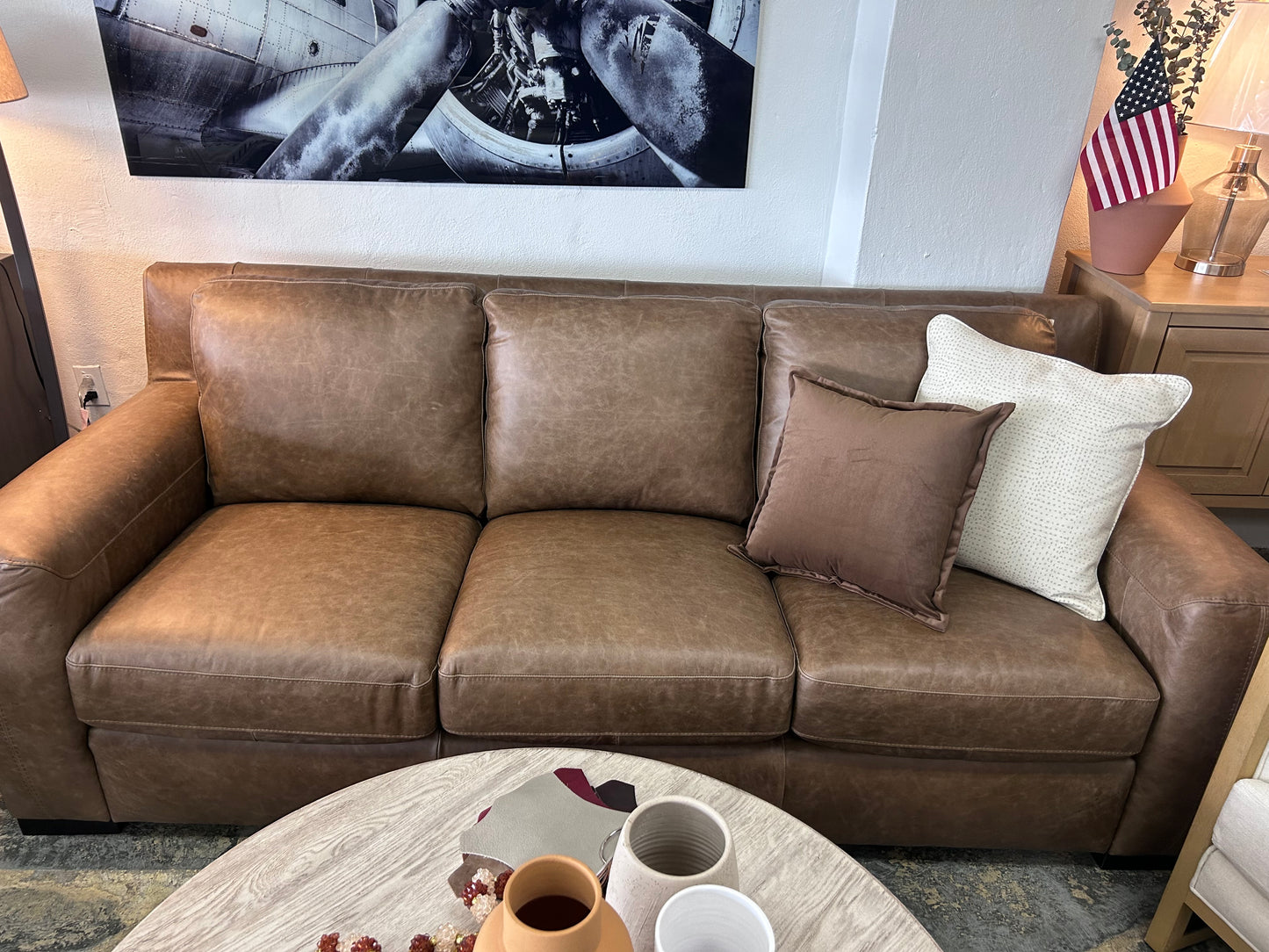 Retro 3 Cushion Sofa Bomber Tan 3511 on