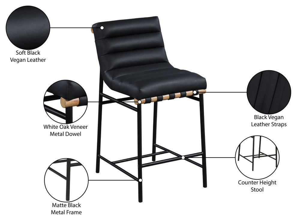 Black vegan leather Counter Stools
