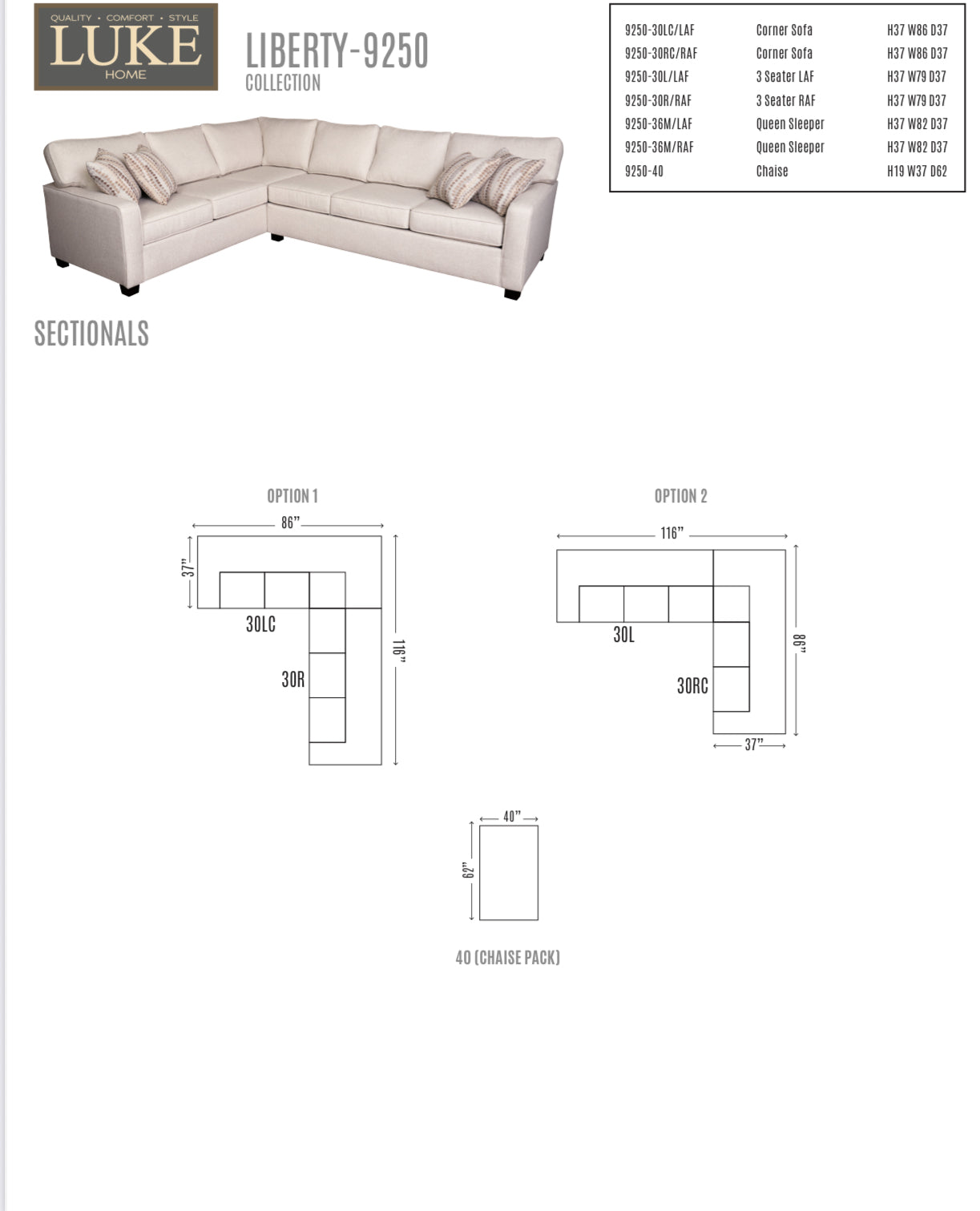 Liberty sectional ultimno cotton