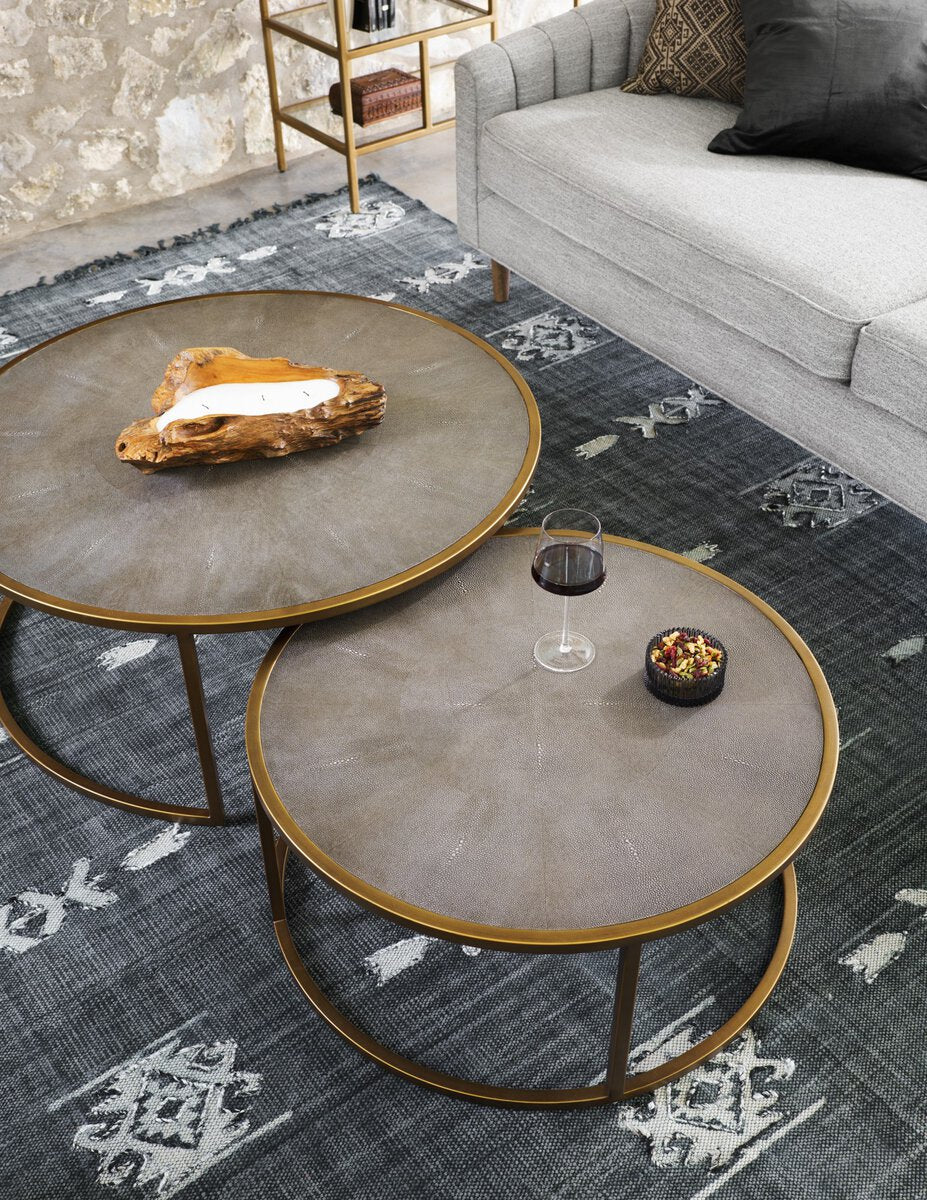 Four Hands Shag Green Nesting Coffee Tables