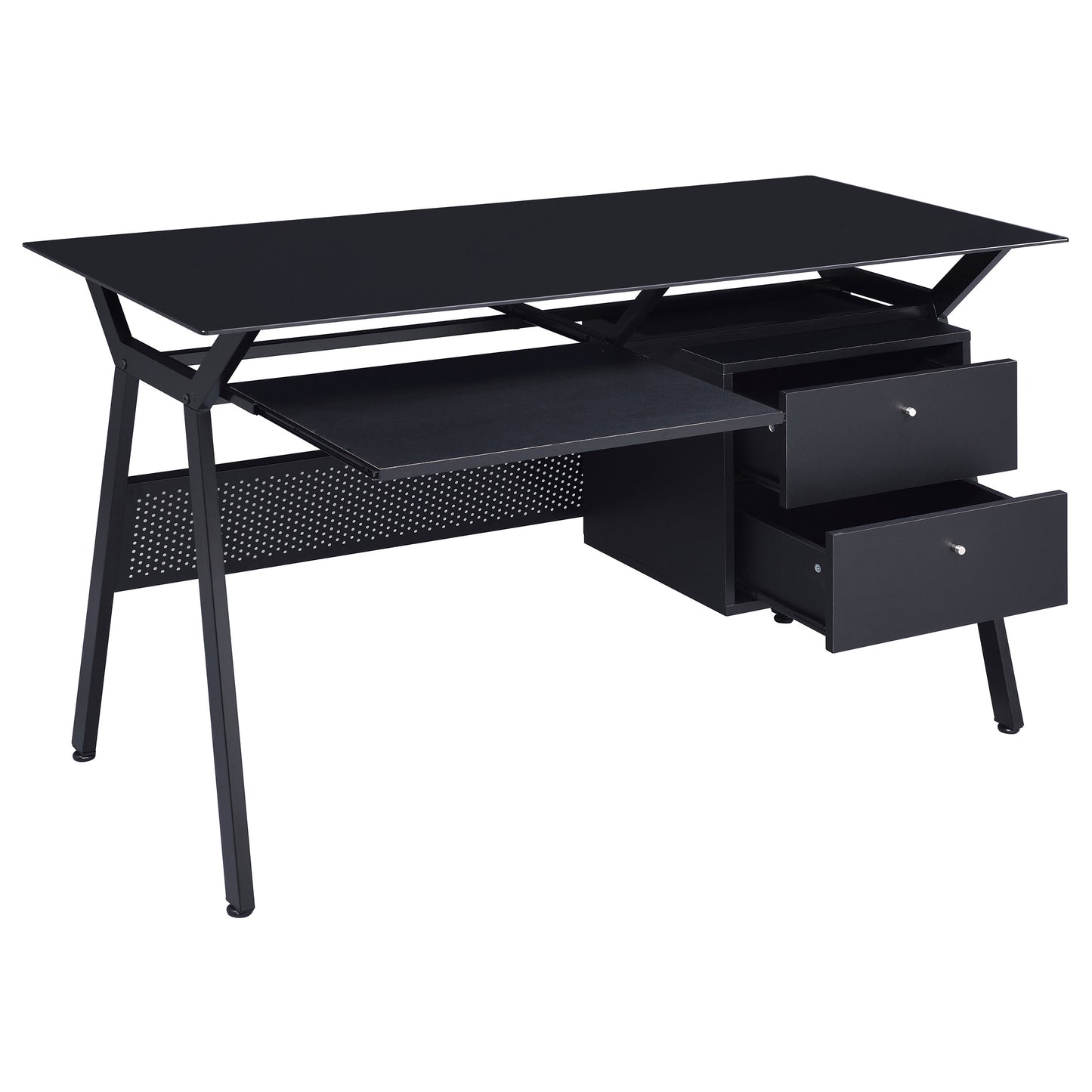 Weaving 2-Drawer Metal Computer Desk
