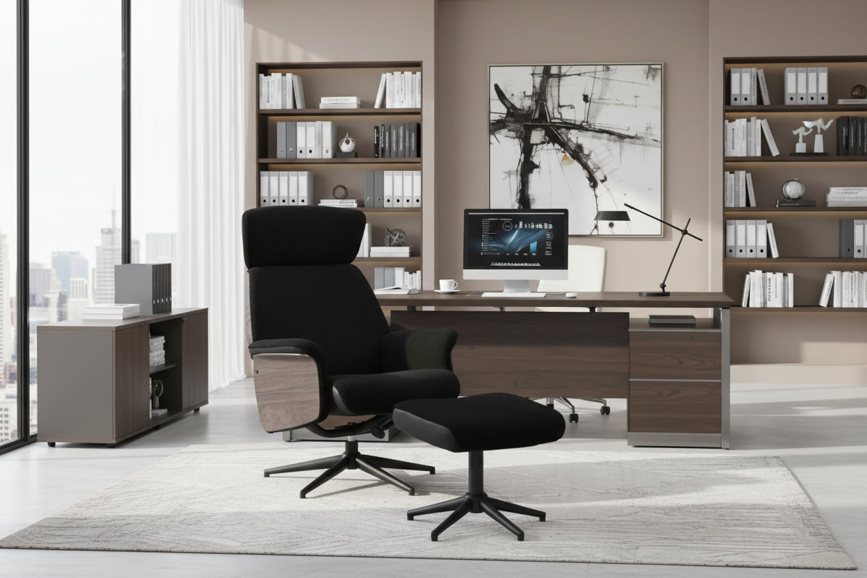 Black Accent Chair And Ottoman Set