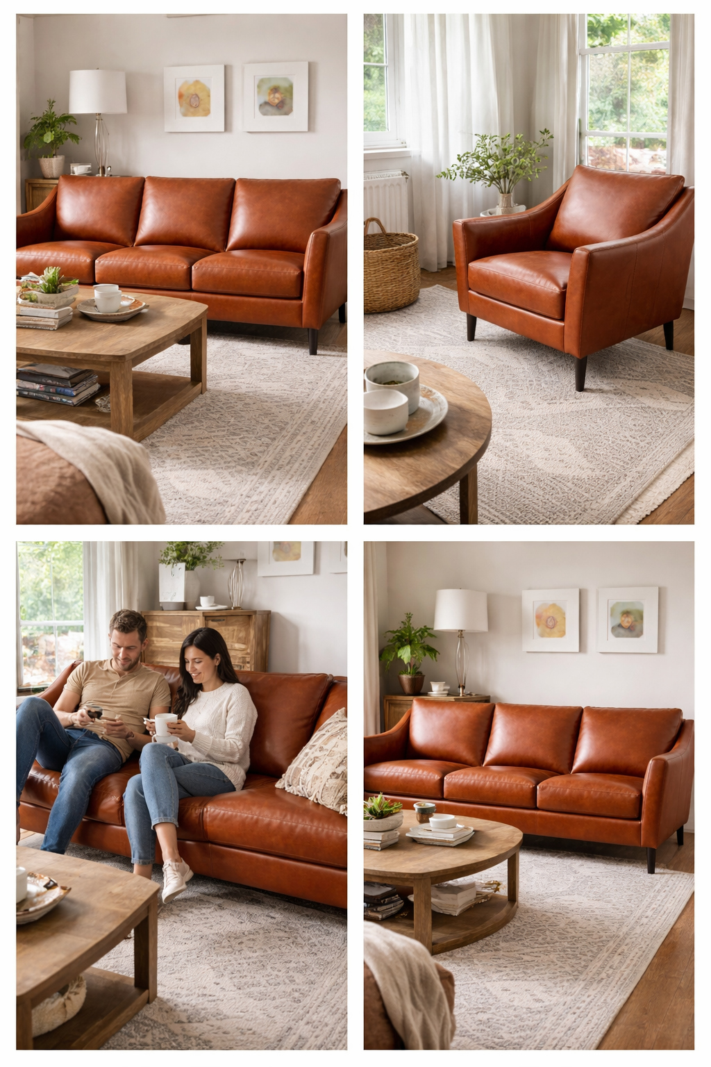 Ava Cinnamon Leather Sofa