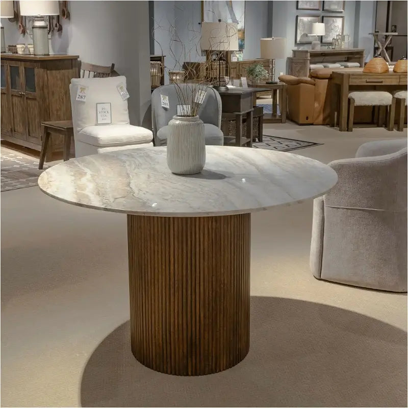 Liberty Round Marble Top Pedestal Dining Table