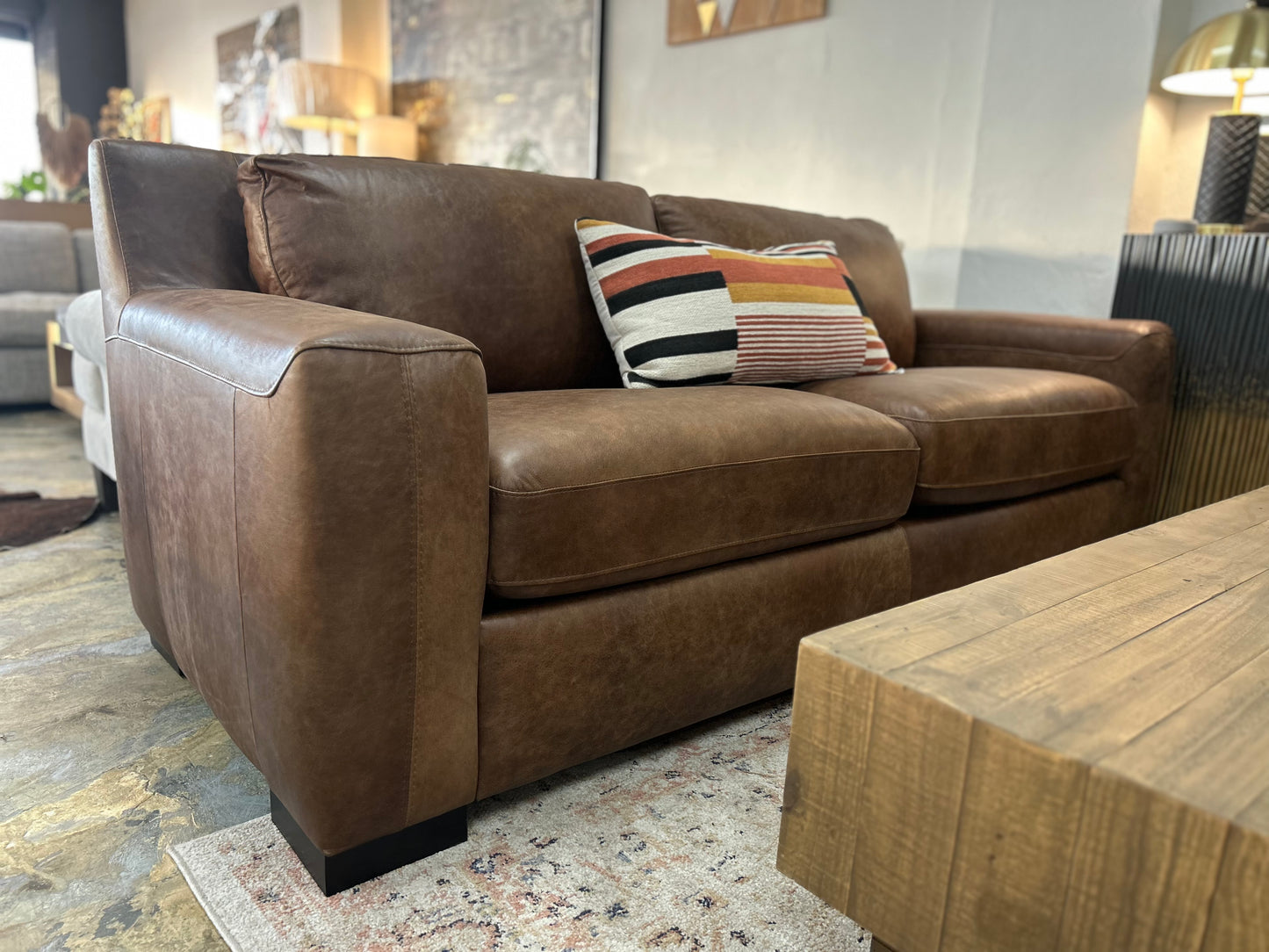Retro Cinnamon 2 Cushion Sofa