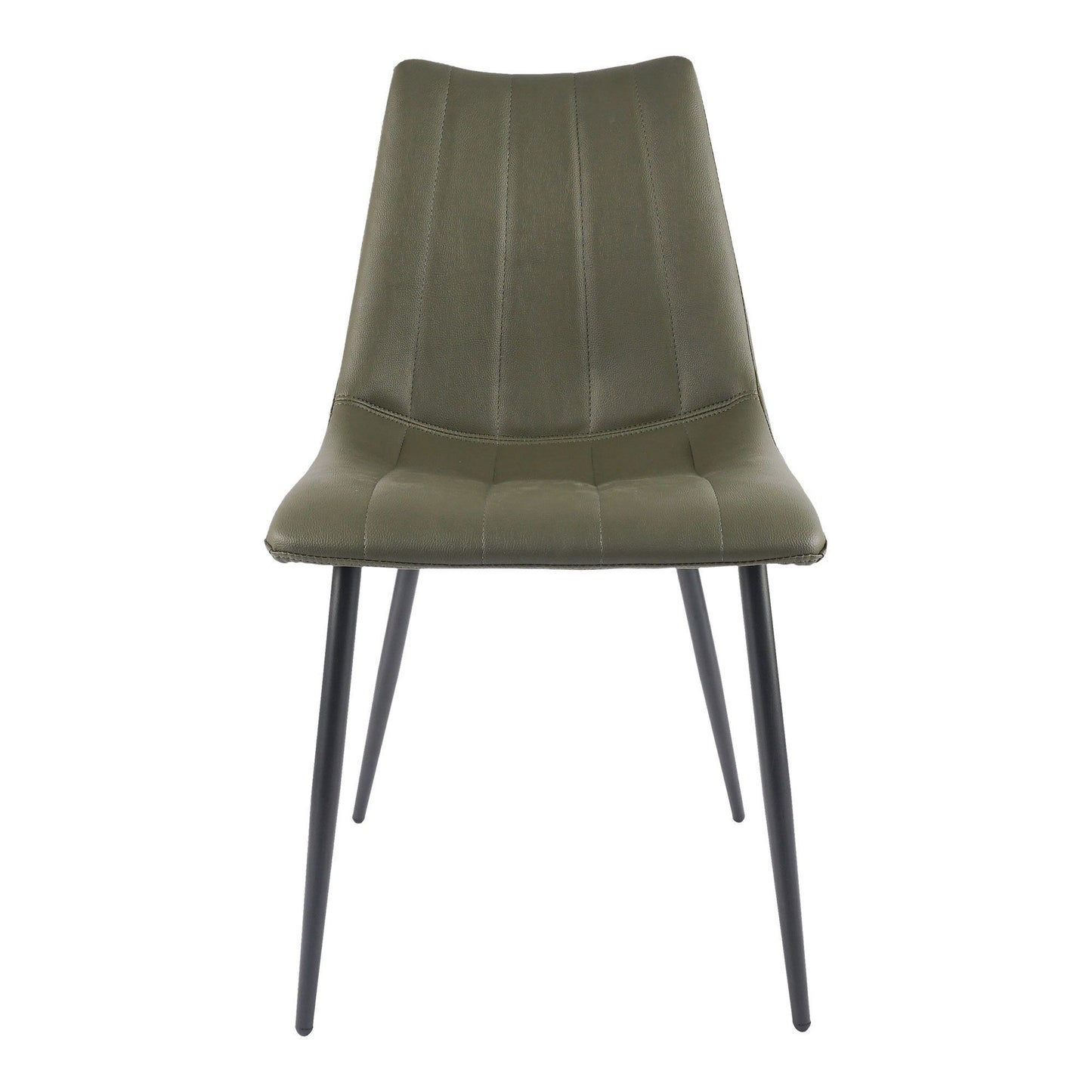 Alibi Modern Channeled Back Dining Chair in Dark Green