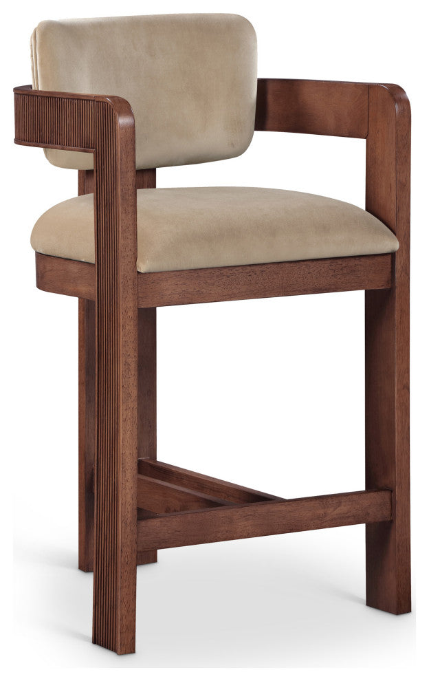 Nacha Counter Stool In Beige Velvet