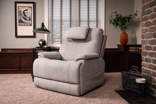 Flex Steel Zecliner Model 1 Dove Fabric Power Lift Sleep Chair