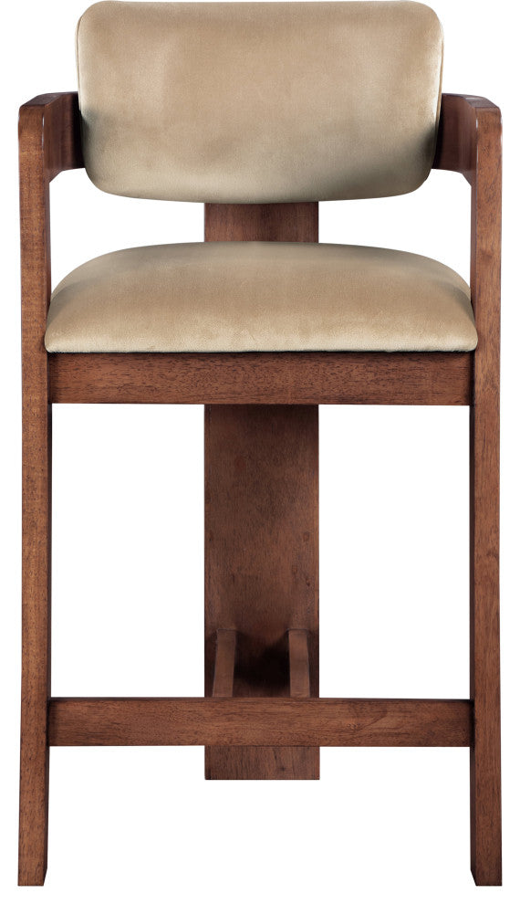 Nacha Counter Stool In Beige Velvet