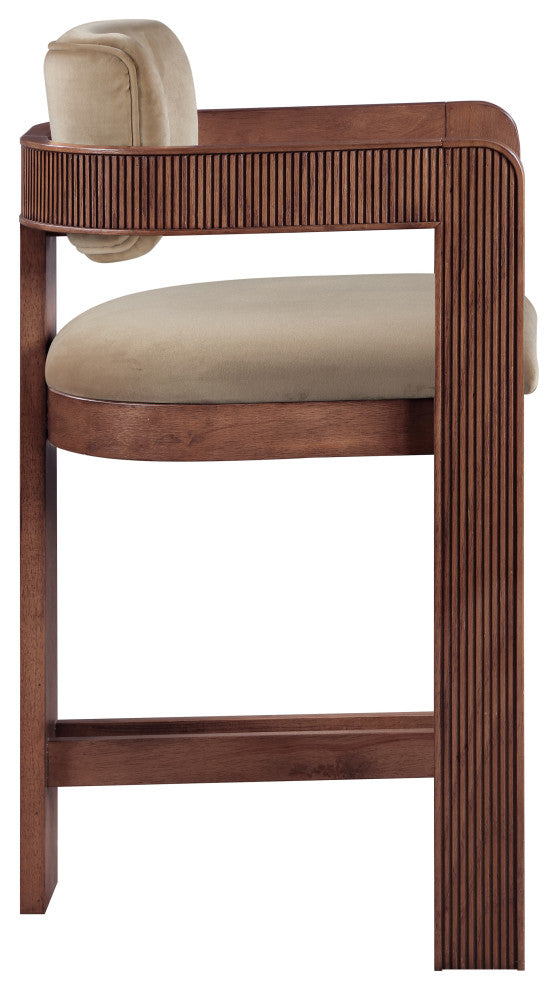 Nacha Counter Stool In Beige Velvet