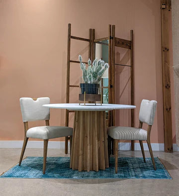 LUELLA DINING CHAIR - SANDY BEIGE/COOL BROWN LEGS