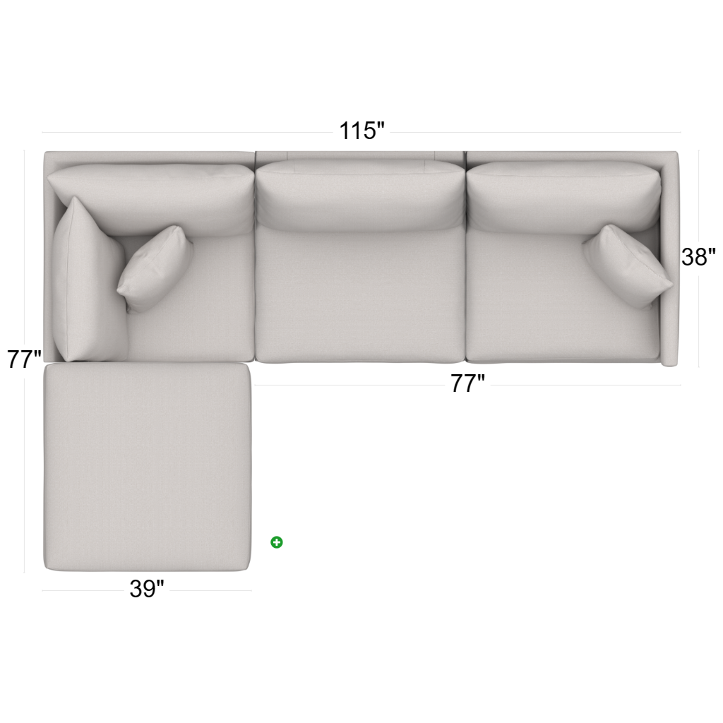 Beckham Armless Sectional Bone Color