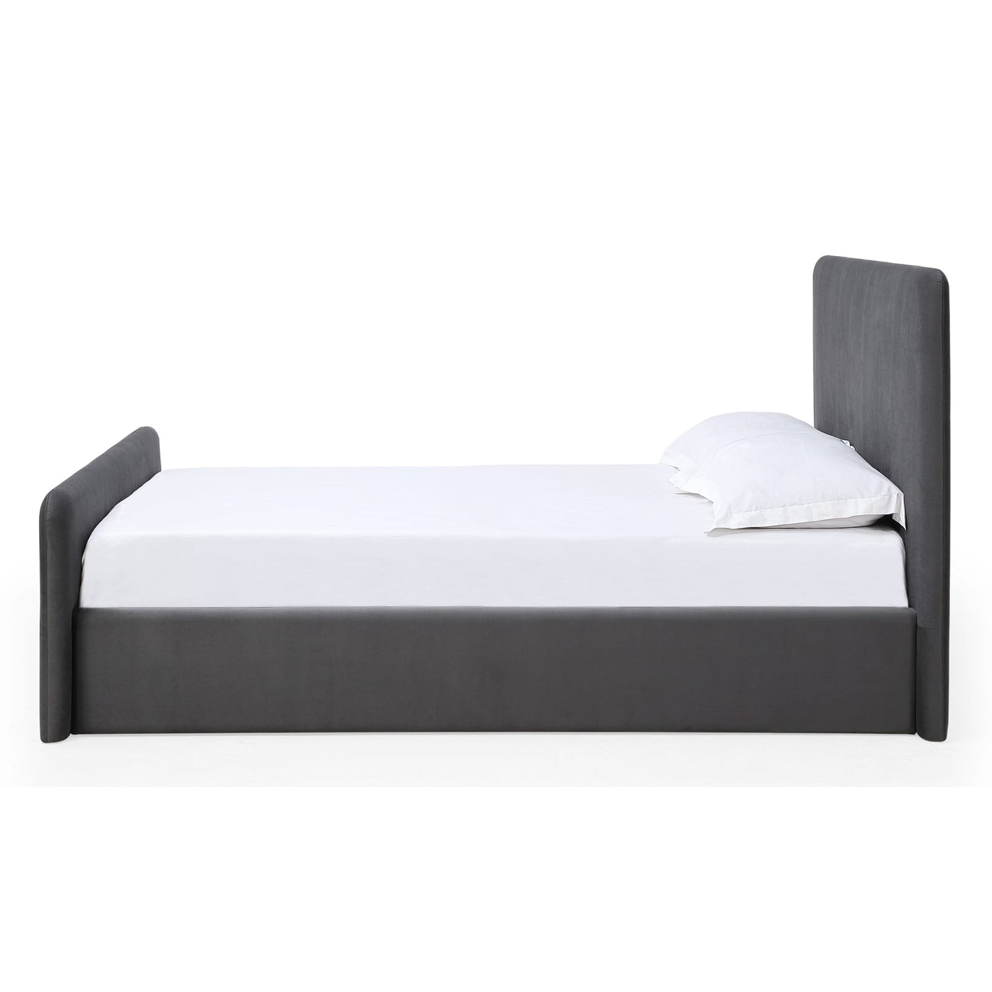 Elora Fully Upholstered Platform Bed in Charcoal Velvet