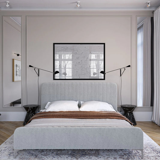 Suntan Modern King Bed (Heidi-Light Grey)