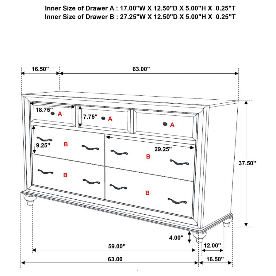 Barzini 7-drawer Rectangular Dresser