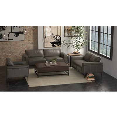 Charcoal Leather Modern Sofa | New Arrival