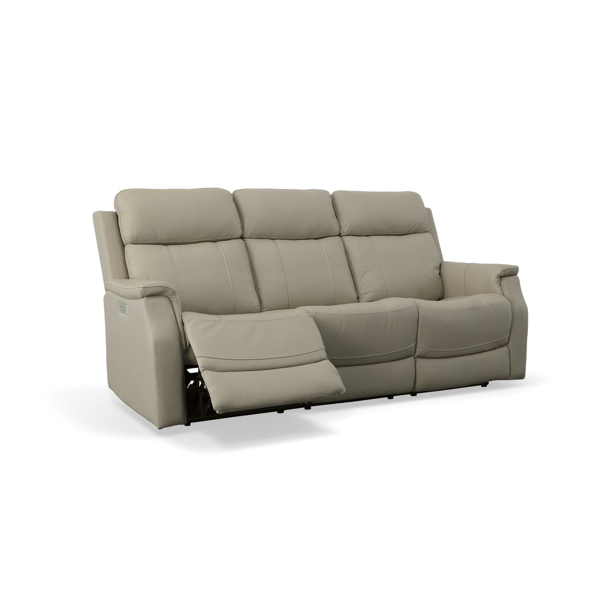 Flex Steel Easton Dove Leather Power Reclining Sofa with Power Headrests & Lumbar