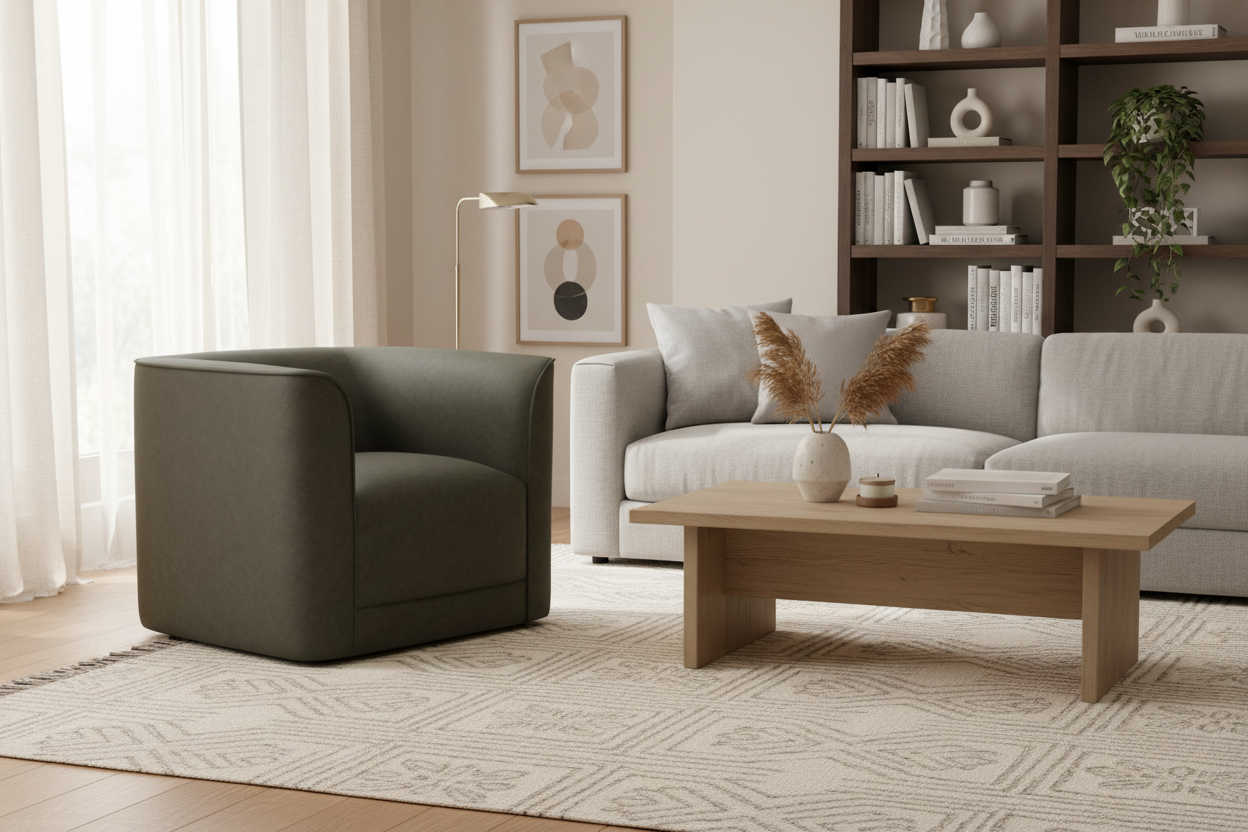 SWIVEL ACCENT CHAIR- OLIVE