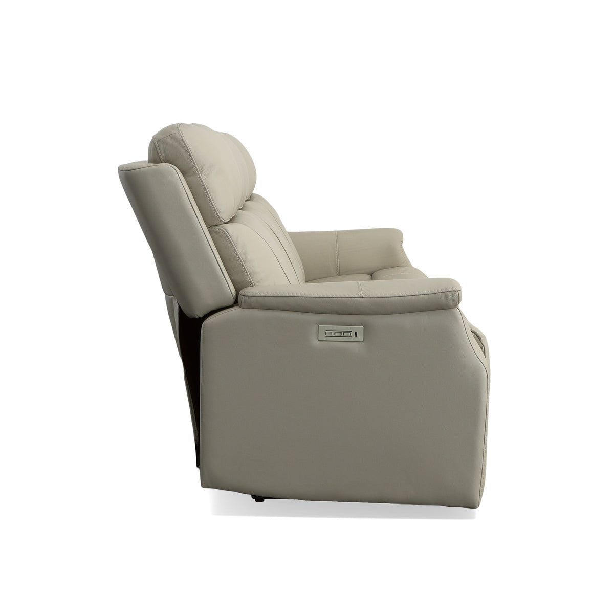 Flex Steel Easton Dove Leather Power Reclining Sofa with Power Headrests & Lumbar