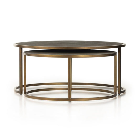 Four Hands Shag Green Nesting Coffee Tables