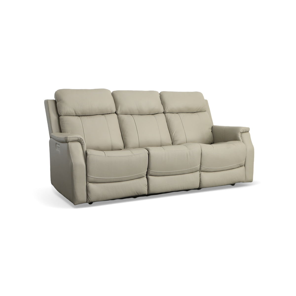 Flex Steel Easton Dove Leather Power Reclining Sofa with Power Headrests & Lumbar