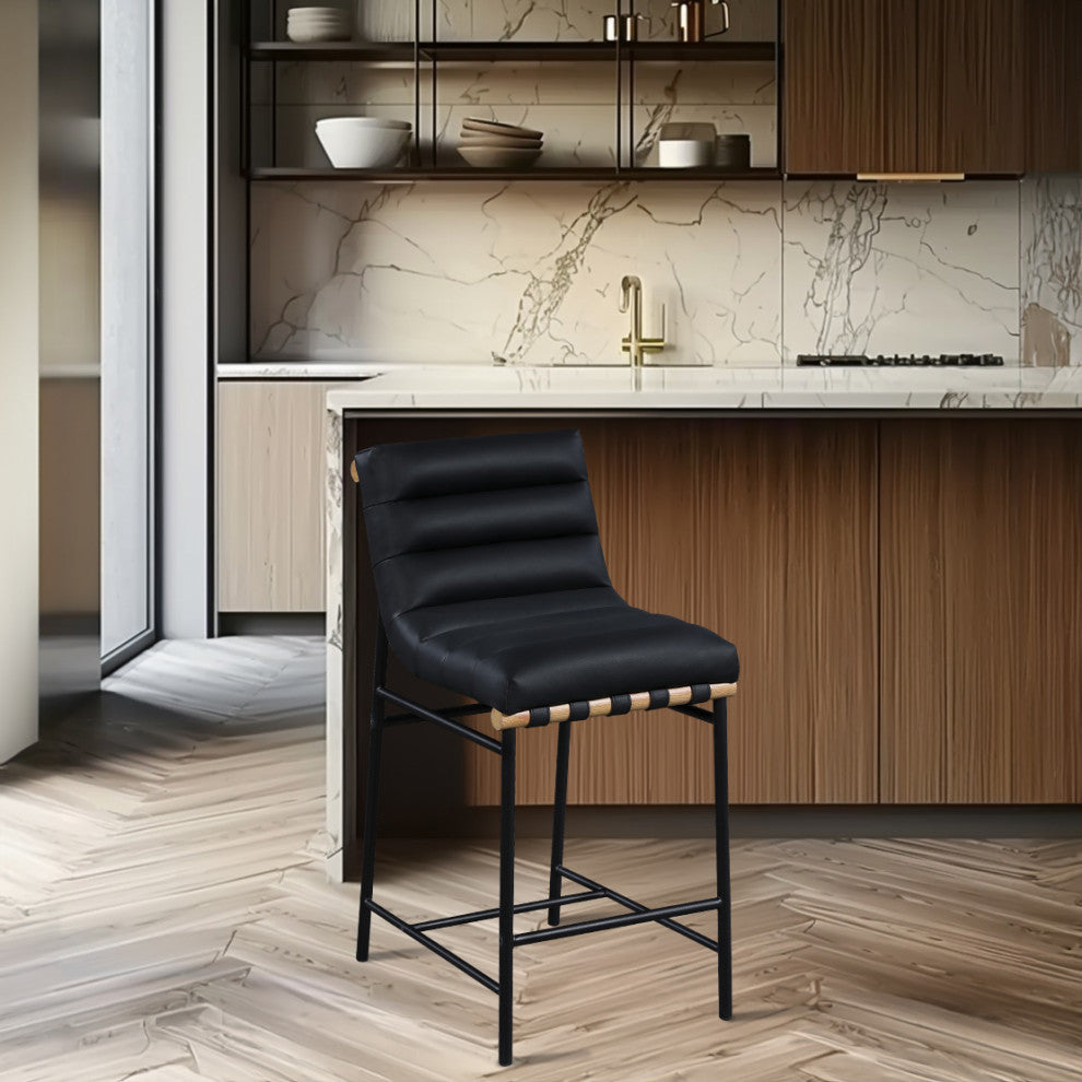 Black vegan leather Counter Stools