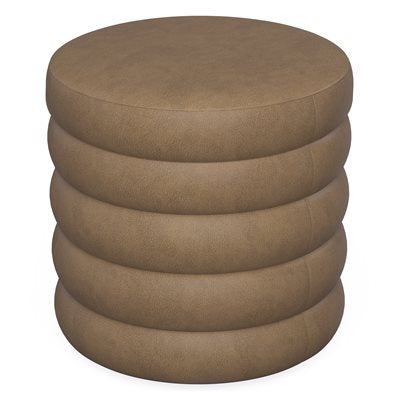 19" ROUND CHANNELED OTTOMAN W / STORAGE & TRAY