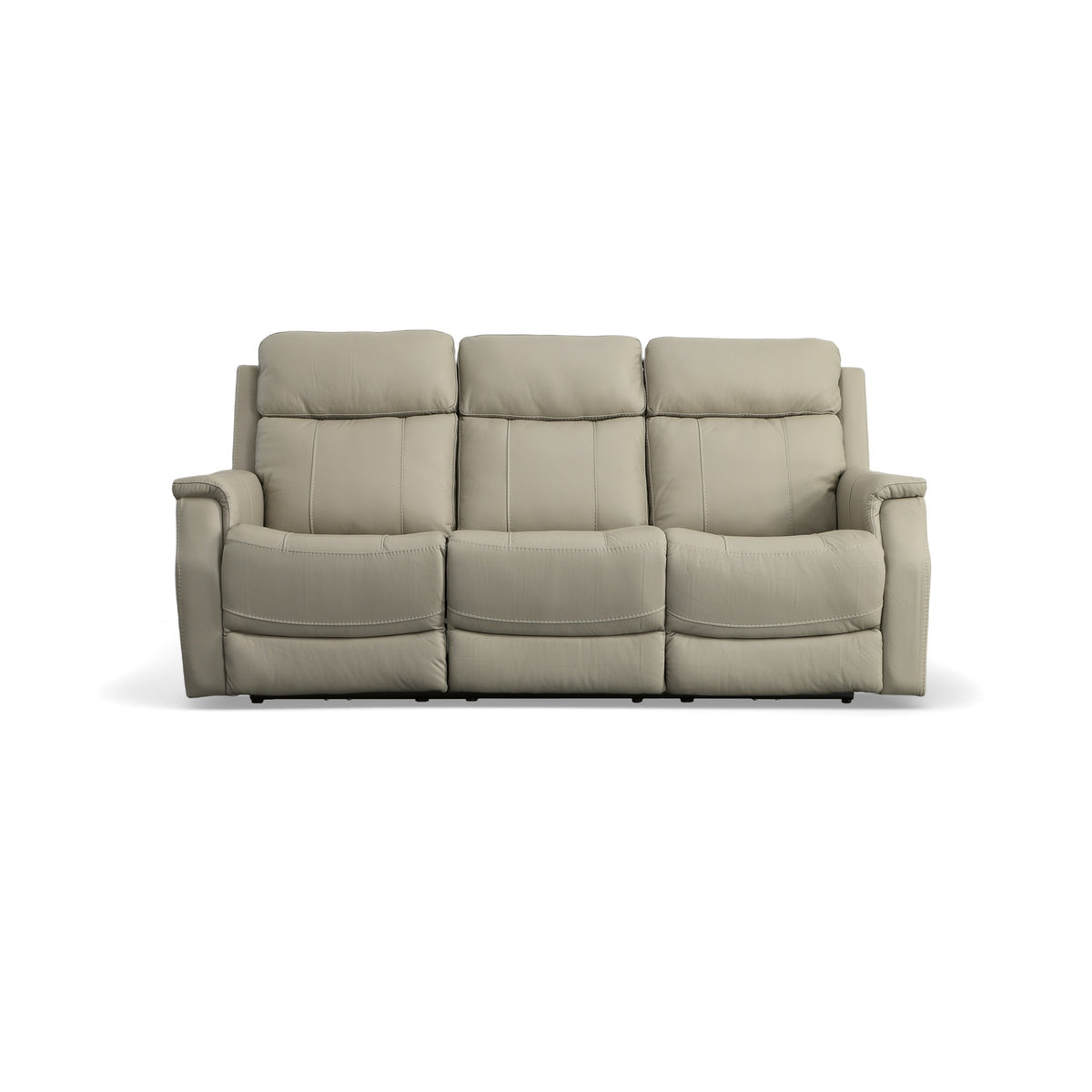 Flex Steel Easton Dove Leather Power Reclining Sofa with Power Headrests & Lumbar