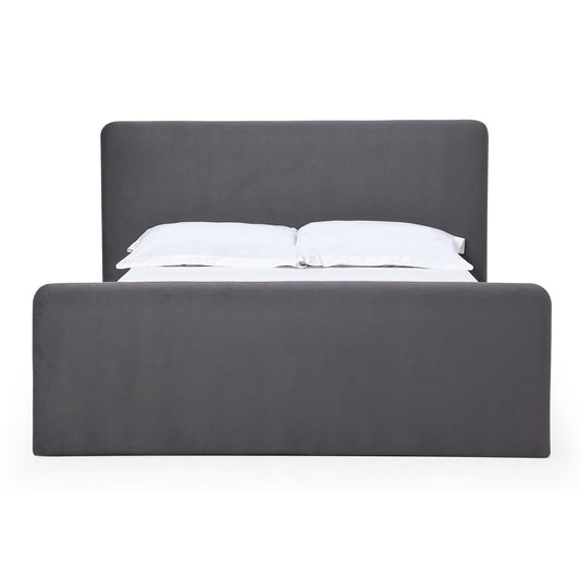 Elora Fully Upholstered Platform Bed in Charcoal Velvet