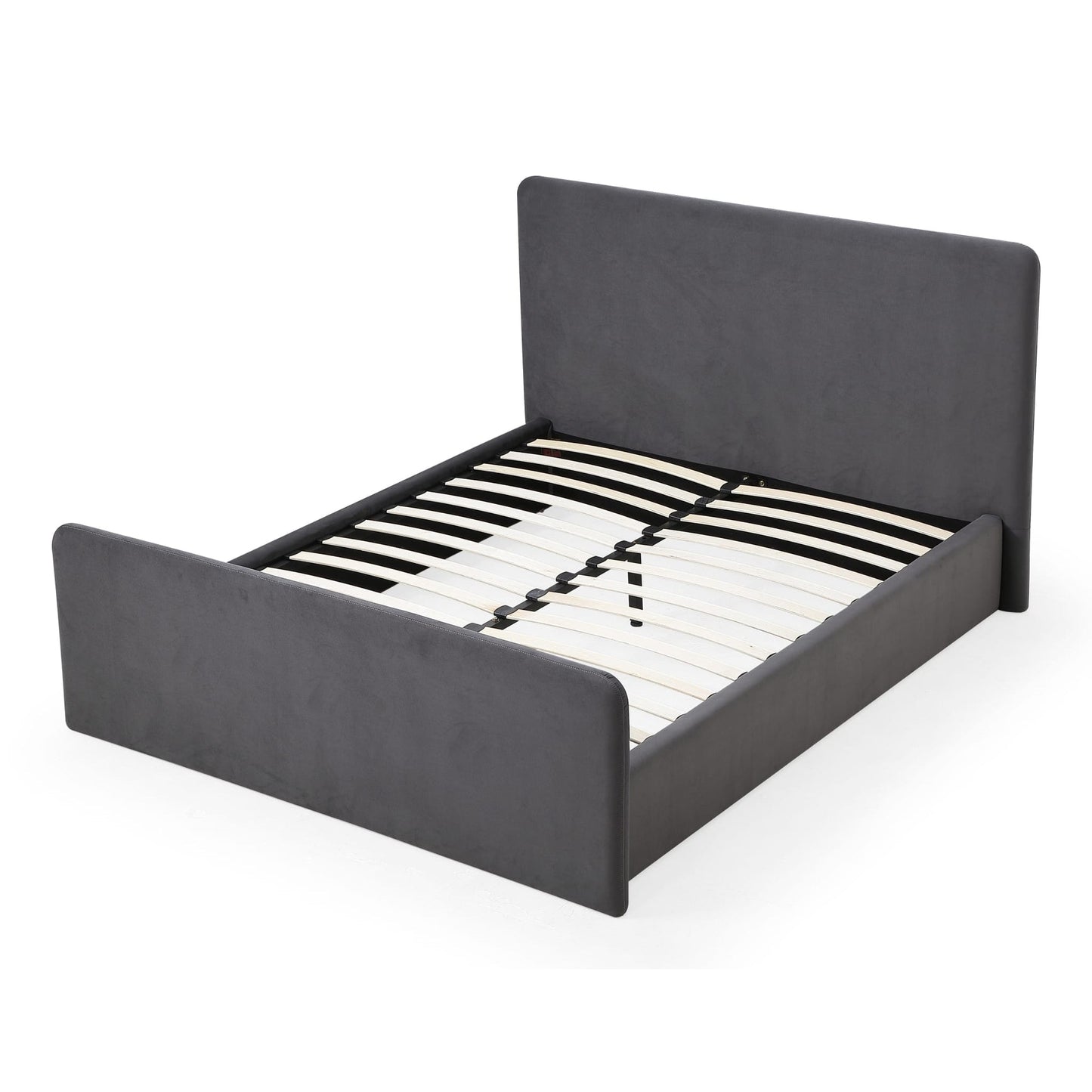 Elora Fully Upholstered Platform Bed in Charcoal Velvet