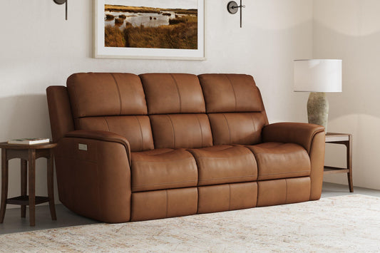 Henry Caramel Leather Reclining Sofa