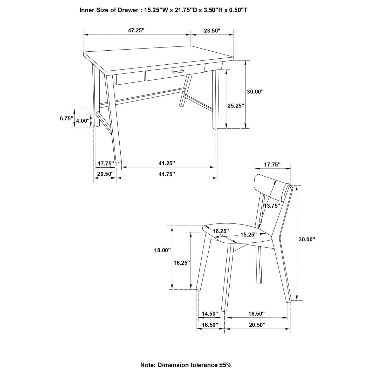 Dense 2-Piece Writing Desk