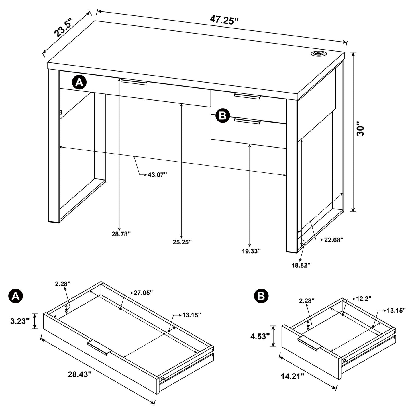 Pattinson 3-Drawer Writing Desk