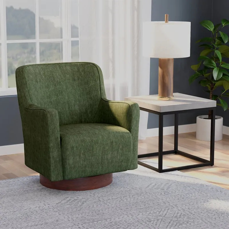 Lara Swivel Chair w/Wood Base - Moss