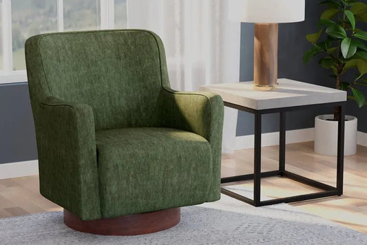 Lara Swivel Chair w/Wood Base - Moss
