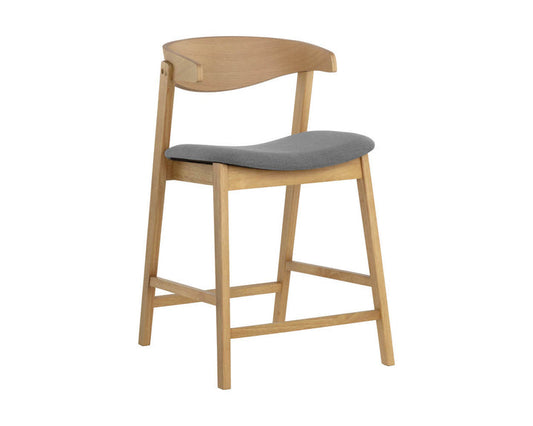 Natural Wood Dark Gray Stool