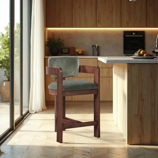 Nacha Green Vevlet Counter Stool Also Available In Dining Chairs