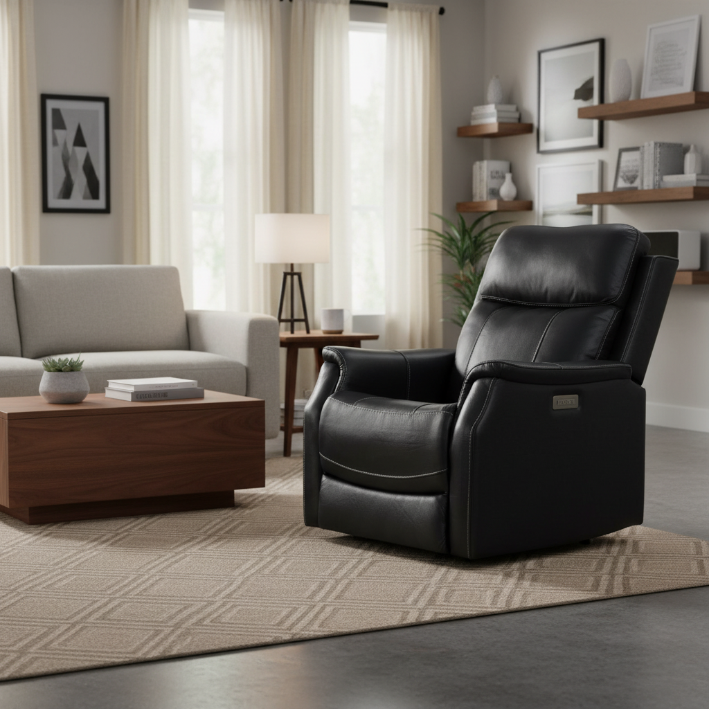 Easton Ocean Leather Power Recliner with Power Headrest & Lumbar