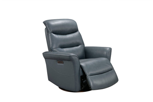 Italian Leather Blue Swivel Chair