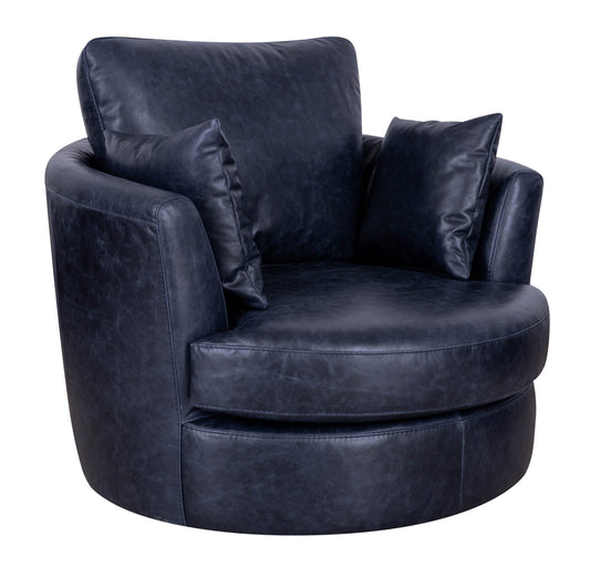Luke Leather Swivel Chair Midnight Blue