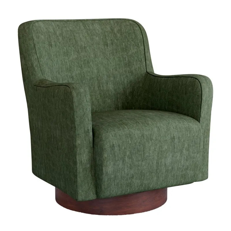 Lara Swivel Chair w/Wood Base - Moss
