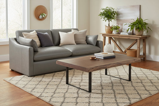 Leather Cloud Gray Sofa