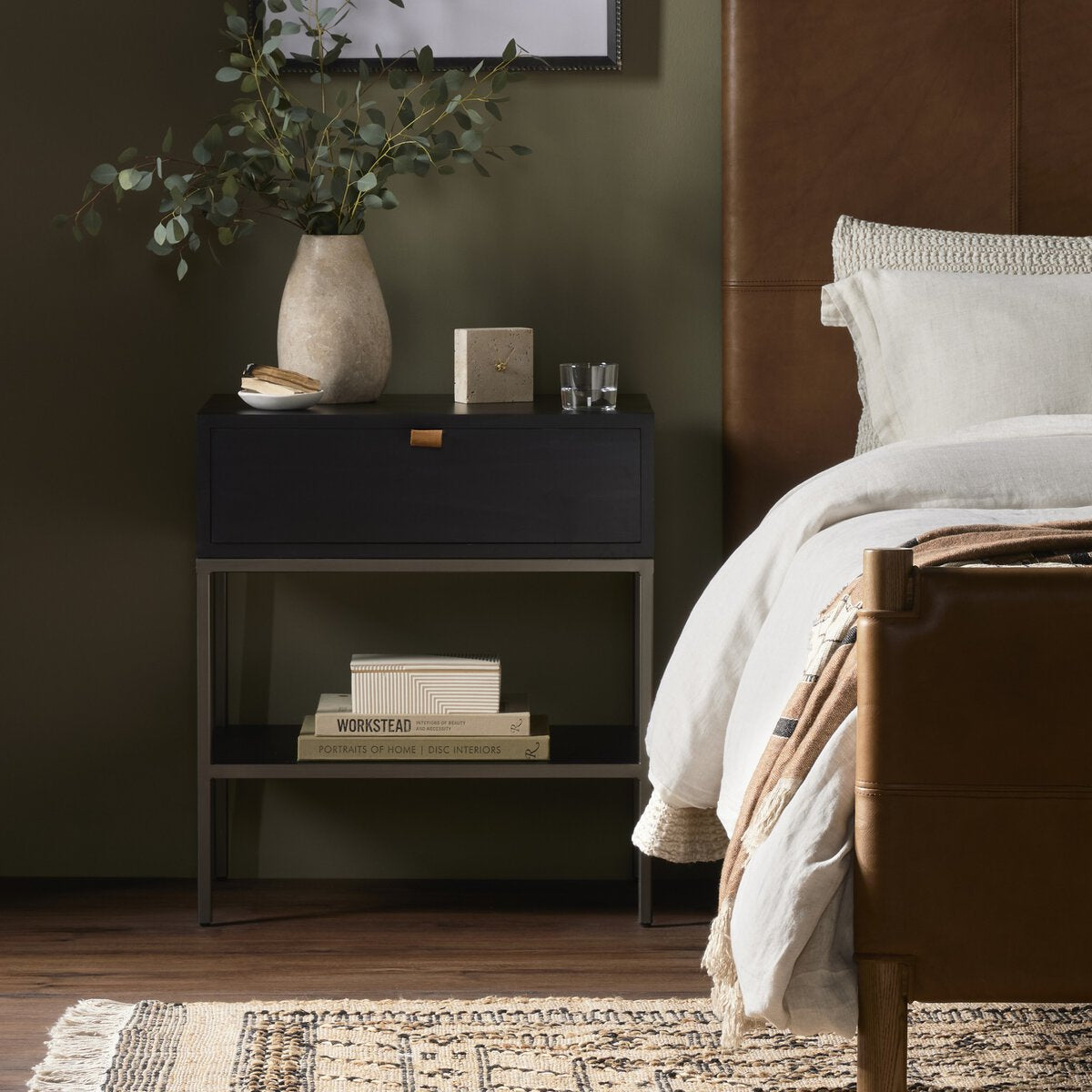 Trey Nightstand Poplar Black Wash
