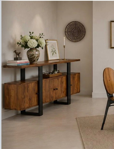 Shesham Live edge console Oak